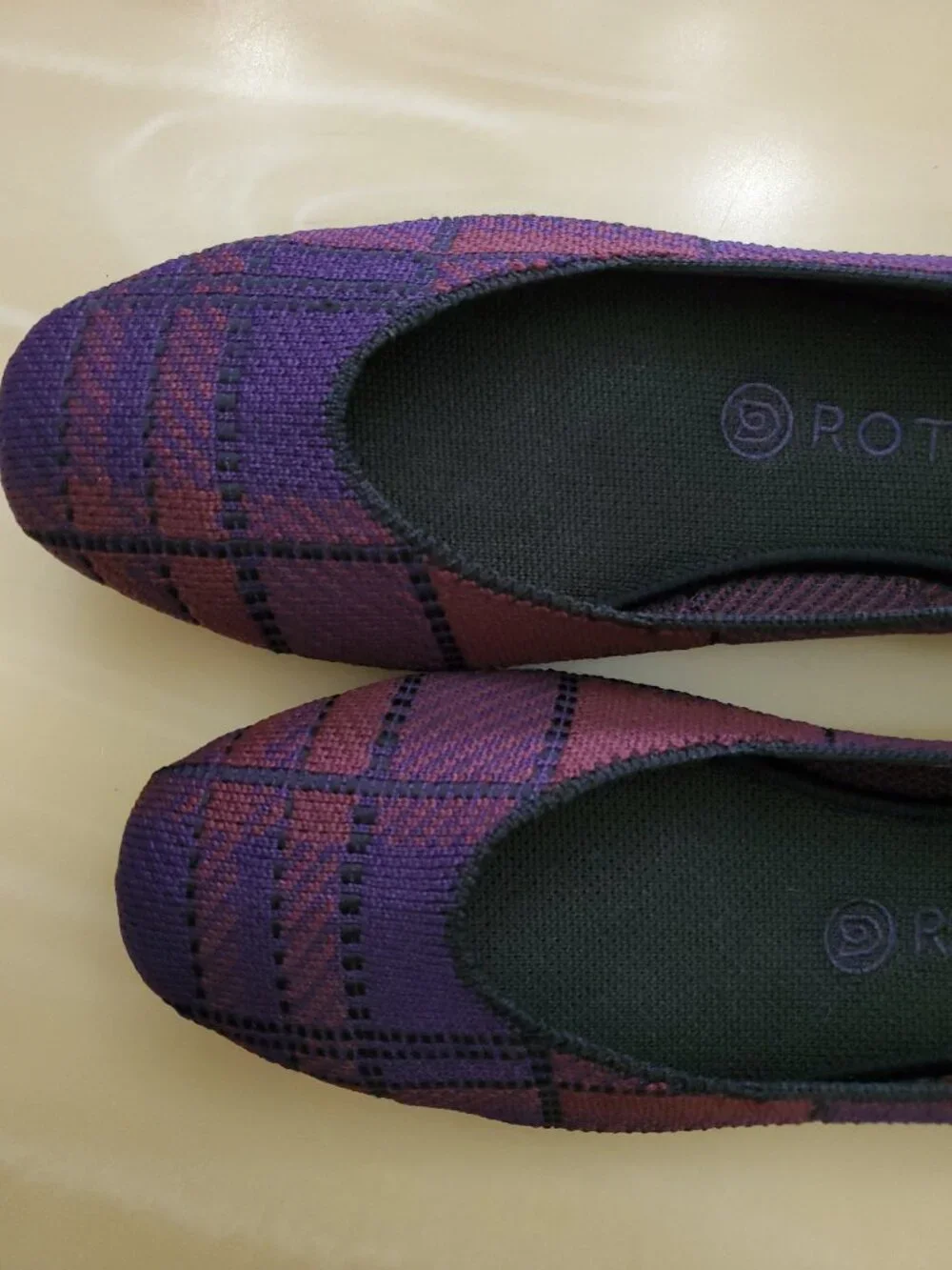 Rothy’s Cranberry Plaid The Square Toe Slip On Ballet Flats Size 9.5